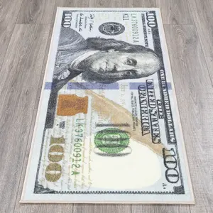 Alfombra Personalizada con Diseño de Billetes de 100 Dólares Vintage, Tapete para Entrada, Alfombra de Entrada con Diseño de Dinero, Alfombra Anudada a Mano para Casa, Alfombra para Niños - Product Image 2