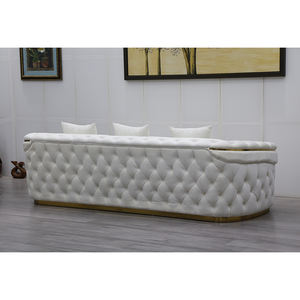 ชุดโซฟาเชสเตอร์ฟิลด์สีขาวสไตล์ยุโรปหรูหรา ขาสีโรสโกลด์ ผ้ากำมะหยี่ ตกแต่งกระดุม ผลิตจากโรงงานโดยตรง เหมาะสำหรับห้องโถงในวิลล่า - Product Image 6