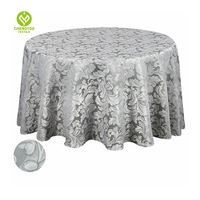 Nappe ronde en polyester damassé réutilisable et facile d'entretien pour les groupes de restaurants, tailles personnalisées et approvisionnement en gros
