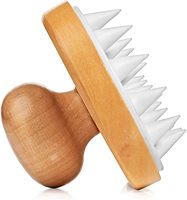 Brosse en bambou pour masser le cuir chevelu, exfoliant pour la tête avec poils en silicone, brosse à shampooing, produit très vendu