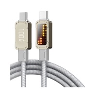 Kabel USB 100W 1m LED Flowing Light Pengisian Daya Super Cepat & Transfer Data Tipe-C ke Tipe-C