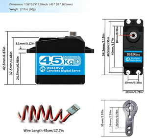 มอเตอร์เซอร์โว RC แบบไร้แกน แรงบิดสูง 45 กก. สำหรับการบังคับเลี้ยวที่แม่นยำ - Product Image 5