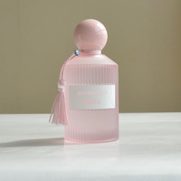 Hot Selling Striped Pink Glass Perfume Bottle 30ml 50 ml 100 ml Newest Design Luxury Round Perfume Bottle With Colorful Tassel
