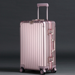 Aluminum Frame Carry-On <b>Suitcase</b> 20 Inch With Lock Universal Wheels Detachable Handle Solid Color Unisex Travel Luggage - Product Image 4