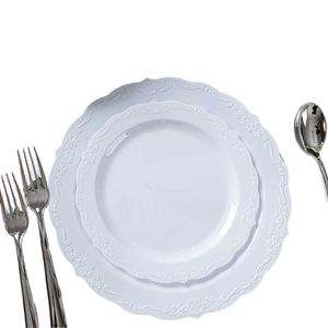 Platos Desechables de Plástico PS con Borde de Encaje Colorido para Decoración de Mesa en Bodas, Fiestas y Eventos - Product Image 1