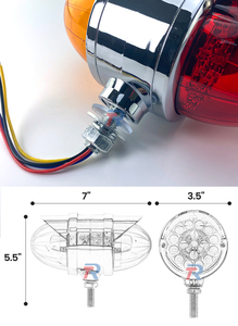 Nueva Luz de señal de giro de sandía de 36 LED de doble cara con visera cromada, lámpara de camión LED de revolución de doble color auxiliar de <span class=keywords><strong>7</strong></span> pulgadas - Product Image 5