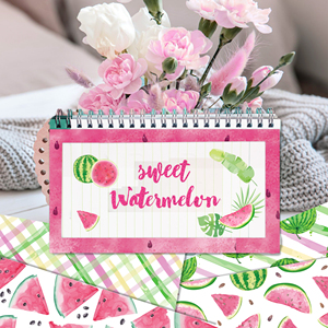 Huancai 24 lembar kertas Scrapbook pola semangka dua sisi kertas kerajinan DIY untuk hadiah membungkus perlengkapan pesta buah musim panas - Product Image 6