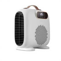 Ventilateur Chauffant Électrique Portable avec Écran Tactile Numérique, 3 Vitesses, Protection Contre la Surchauffe, Mini Chauffage d'Espace Mural pour l'Hiver avec Éclairage