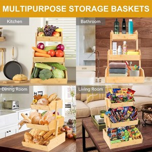 <span class=keywords><strong>Grand</strong></span> panier <span class=keywords><strong>de</strong></span> rangement pliable en bambou à 3 niveaux pour <span class=keywords><strong>fruits</strong></span> et légumes secs, idéal pour comptoir <span class=keywords><strong>de</strong></span> cuisine - Product Image 5
