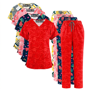 Dental Clinic Custom Nursing Medical Uniform Wholesale <b>Scrubs</b> Suit Jogger Hospital Reusable Floral Printed <b>Scrub</b> <b>Set</b> - Product Image 1