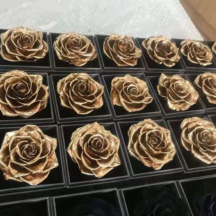 Eco-Friendly Bulk Decorative Flowers Silver Eternal Forever Gold Preserved Rose for Sale