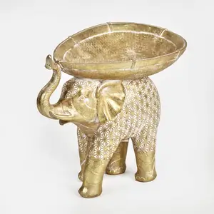 Sıcak satış gösterişli heykelcik süsleri fil tepsisi heykel sanat reçine altın fil ev dekorasyon