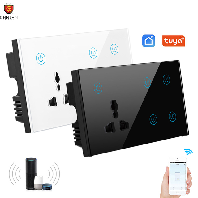 Wifi Smart Universal Socket with 4gang Touch Switch 147 Type Tuya Smart Home Products Electrical Switches and Sockets 220 Volts