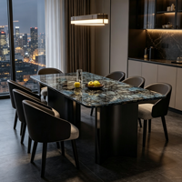 Luxuriöse Blaue Jade-Marmor Esstisch- und Stuhl-Kombination Hochwertig Modern Umweltfreundlich Langlebig für Hotel & Zuhause