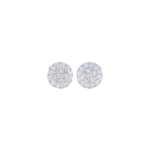 White Gold Copper Plated Pave Diamond <b>Stud</b> <b>Earrings</b> Round Brilliant Cut Classic Ball Design Unisex <b>Fine</b> Jewelry E1274 - Product Image 1