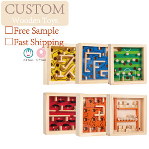 Trẻ Em Bằng Gỗ Mê Cung Thông Minh Đi Bộ Hạt <span class=keywords><strong>Mini</strong></span> Bóng Cân Bằng Tập Trung Trò Chơi Câu Đố Mẫu Giáo Đồ Chơi - Product Image 1