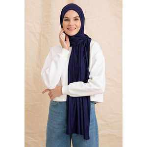 Bufanda de Algodón Azul Marino Unisex, Tejido Jersey Transpirable, Bufandas Étnicas, Chal - Product Image 3