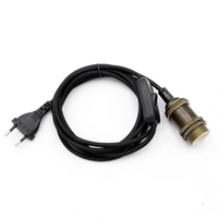 E14 support de lampe en cuivre antique Edison rétro en laiton électroplaqué petite mèche à vis prise avec interrupteur prise ue cordon d'alimentation