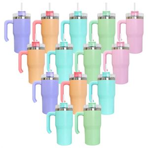 USA Warehouse Stainless Steel Vacuum Insulated Travel Mug Candy <b>Macaron</b> Colored 20oz Tumbler with Lid and Straw for Sublimation - Product Image 1