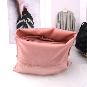 Custom Logo Printed Soft Matte Silk Hair Bundle <b>Extension</b> Bag Drawstring Satin Underwear Packing Dust Pouch - Product Image 2