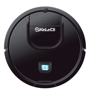 KeleDi मिनी स्मार्ट व्यापक रोबोट चेहरे की विकृति और चूसना 1 में 2 स्वचालित रोबोट वैक्युम क्लीनर (काला)