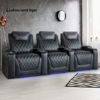 Fauteuil inclinable pivotant et à bascule en cuir de luxe moderne, canapé de cinéma avec porte-gobelet