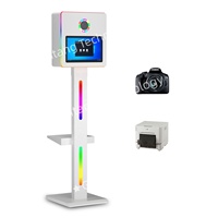 Photomaton à écran tactile capacitif de 15,6 pouces avec impression instantanée, capacité de 15 personnes, boîtier en aluminium pour smartphones, appareils photo reflex, mariages et fêtes