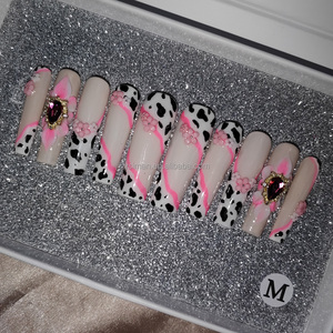 หลายการออกแบบมาใหม่คุณภาพสูงยาว 3D Handmade Salon กดบนเล็บอะคริลิคปลอมเล็บยาว - Product Image 2