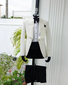 Dernier <span class=keywords><strong>Costume</strong></span> de Mariage <span class=keywords><strong>sur</strong></span> <span class=keywords><strong>Mesure</strong></span> pour Homme, Revers Châle Ivoire, Veste Blazer et Pantalon Cintré, 3 Pièces - Product Image 5