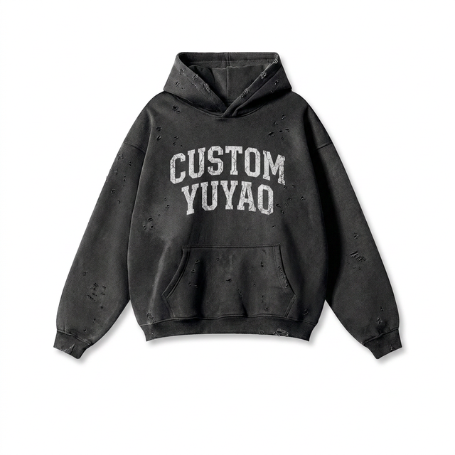 Custom Grunge Hoodies Streetwear Mens Oversize Hoodies Heavyweight Cotton Distressed Vintage Wash Boxy Pullover Sunfaded Hoodie