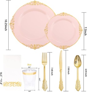Vente en Gros Noël Lot <span class=keywords><strong>de</strong></span> 175 Pièces Fournitures <span class=keywords><strong>de</strong></span> Mariage Fête d'Anniversaire Kit <span class=keywords><strong>Vaisselle</strong></span> <span class=keywords><strong>Jetable</strong></span> Couteau Fourchette Cuillère Assiette Gobelet - Product Image 5