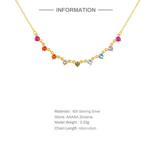 CANNER Fashion Ins Style S925 <b>Sterling</b> <b>Silver</b> Cz Color Diamond Daily Simple <b>Women</b> Collarbone <b>Necklace</b> - Product Image 3