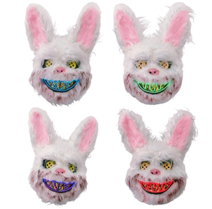 Halloween nuevo <span class=keywords><strong>Animal</strong></span> en forma de conejo de peluche de Pascua mascarada fiesta Cosplay blanco miedo conejo malvado máscara de conejito