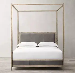 Luxe Bed Teak Houten Bedden Queen Kingsize Bed Frame Moderne Villa Home Hotel Slaapkamer Meubilair Commercieel