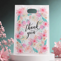 Sacs en plastique personnalisés à motif floral pour la vente chaude, sacs de remerciement réutilisables avec poignée pour vêtements, cadeaux et courses