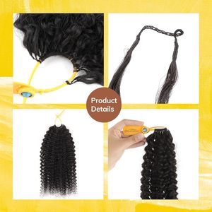 Extensions de cheveux humains au crochet à nœuds invisibles <span class=keywords><strong>Miracle</strong></span> Knots Feather, bouclées birmanes, pré-bouclées pour tresses - Product Image 4