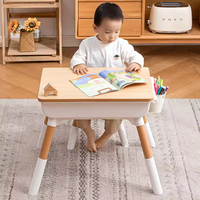 Vente directe usine : Ensemble de mobilier en bois pour crèches et garderies, comprenant table d'étude, chaises, table à manger et bureau ludique pour enfants, idéal pour les fêtes d'enfants.
