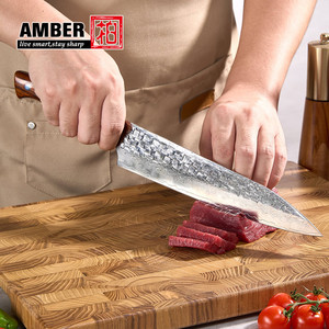 Ensemble de couteaux de cuisine japonais en acier Damas forgé à la main, 1 à 5 pièces, lame pleine, acier super résistant, Santoku, utilitaire, chef, pour la cuisine - Product Image 6