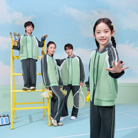 Ensemble de vêtements de sport scolaires personnalisés en 2 pièces pour le printemps et l'automne, uniforme de survêtement unisexe pour les élèves de maternelle et d'école primaire