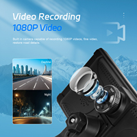 Podofo 10.36'' DVR portable sans fil CarPlay/Android Auto avec caméra frontale intégrée, enregistrement en boucle, AirPlay, Android Cast, BT, vente en gros