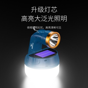 Linterna Solar para Camping Smiling Shark, Lámpara LED Recargable con Gancho - Product Image 4