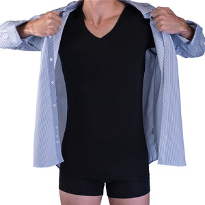 T-SHIRT pour homme à <span class=keywords><strong>col</strong></span> en <span class=keywords><strong>V</strong></span> <span class=keywords><strong>profond</strong></span>, haute performance, plus absorbant, confort durable, tissu micromodal, anti-transpiration, grande taille - Product Image 2