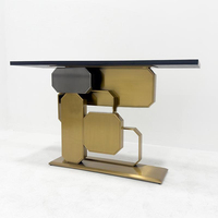 Table console de luxe en pierre artificielle ou en miroir, avec dessus en mosaïque, en acier inoxydable, pour entrée