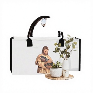 Sac fourre-tout en toile de coton grande taille pour femme, personnalisé avec logo et motif lettres, fermeture à bouton-pression, idéal pour cadeaux de mariage - Vente en gros - Product Image 3