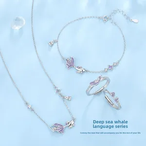 สร้อยคอเงินแท้ S925 ประดับหินสีน้ำเงินรูปปลาคาร์ฟ สัญลักษณ์แห่งโชคลาภ สร้อยคอแบบคล้องไหปลาร้า ของขวัญสำหรับผู้หญิงในวันหยุดและวันเกิด - Product Image 4