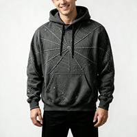 Sweat à capuche personnalisé à motif d'araignée, 100% coton, broderie de toile d'araignée de luxe, streetwear Y2k, sweats à capuche d'automne pour hommes
