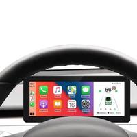 Layar Dashboard Baru DOS untuk Tesla Model 3 Y Mendukung Wireless Carplay & Android Auto Monitor Titik Buta Kamera Opsional