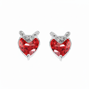 Pendientes de tuerca de granate Natural hechos a mano en forma de corazón de Plata de Ley 925, joyería fina para regalo de mujer - Product Image 1