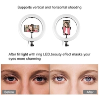 Dropshipping PULUZ lampu cincin LED 10.2 inci 26cm, dudukan Tripod 1.1m lampu Video Vlog siaran langsung kit lampu cincin Selfie