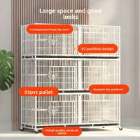 Système de cage d'élevage moderne et simple en acier inoxydable pour chats et chiens, à trois étages, avec plateaux en plastique solide à double couche et cloisons